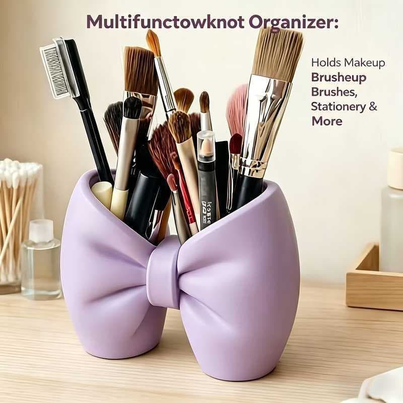 Bow-shaped toothbrush holder, bathroom and bedroom pen and toothbrush display ornaments, installation-free plastic storage bracket