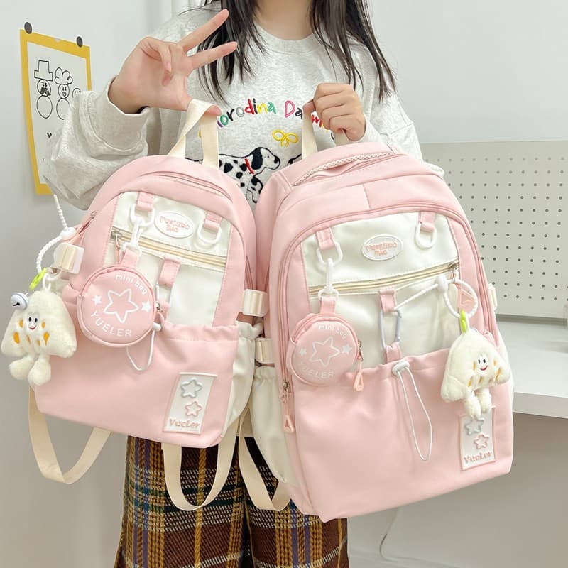 Large-capacity schoolbag female college student Korean version campus computer backpack girl cute and sweet junior high school student backpack