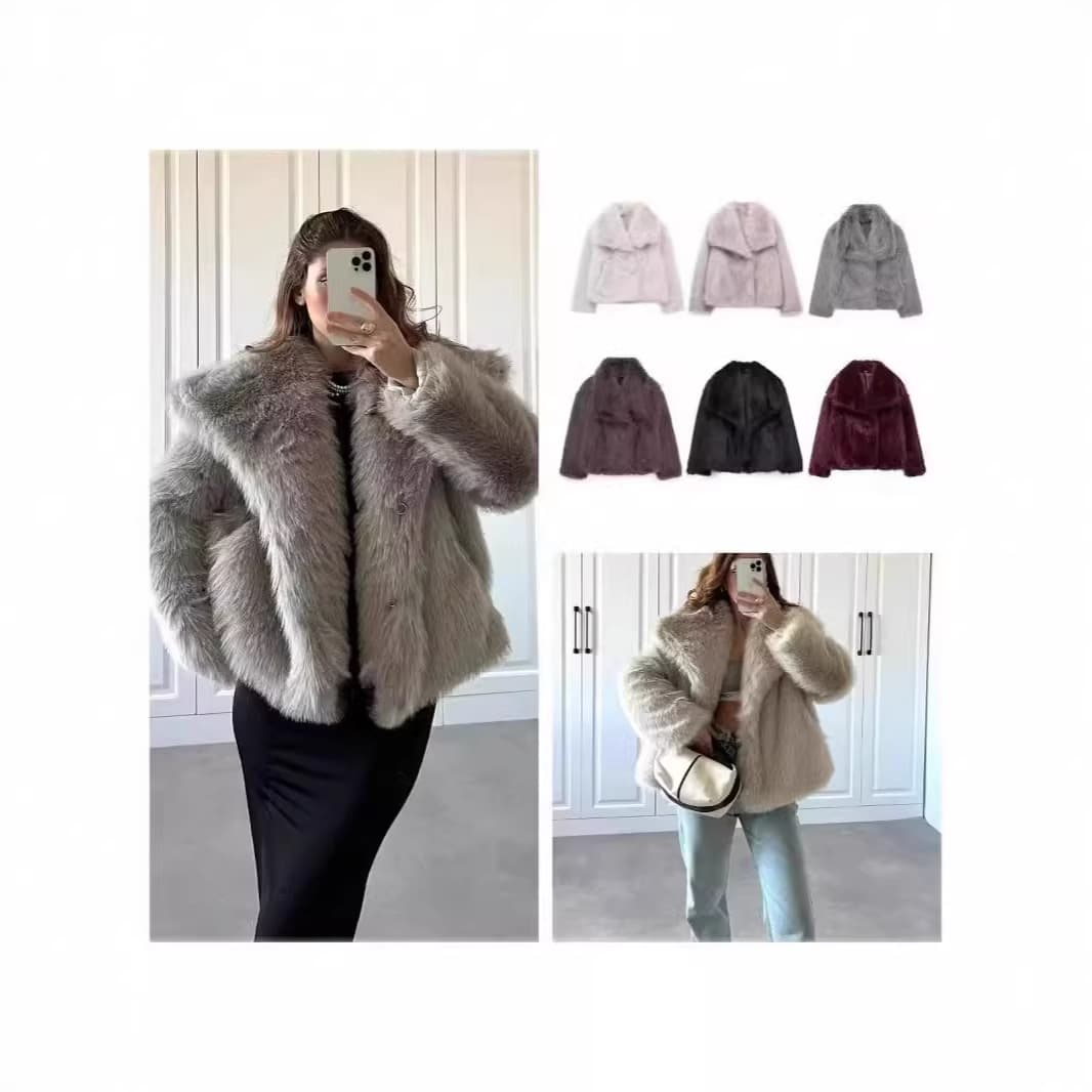 plus Size Women's Artificial Fur Coat Jacket Fake Fox Fur Long Sleeve Turn-down Collar Top Street Style European Fashion Adult