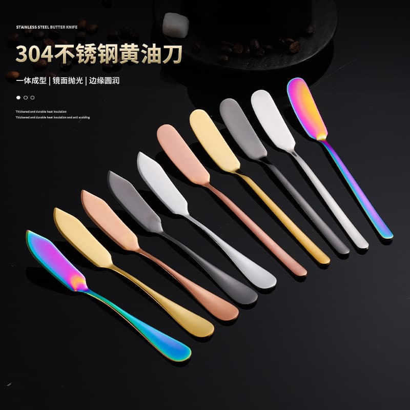 Cross-Border 304 Stainless Steel Butter Knife, Korean-Style Butter Knife, Jam Spreader, Long Handle Cream Piping Knife, Custom Logo Available