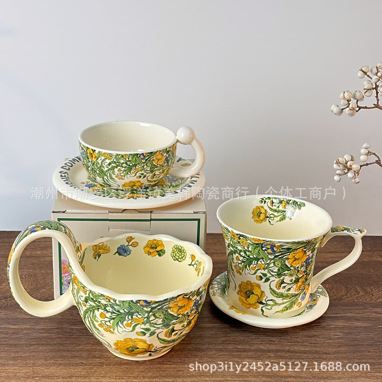 Light Luxury Vintage Oil Painting Sunflower Ceramic Mug, High-End Household Drinking Cup, Oatmeal Cup, Breakfast Cup, Kettle Cup