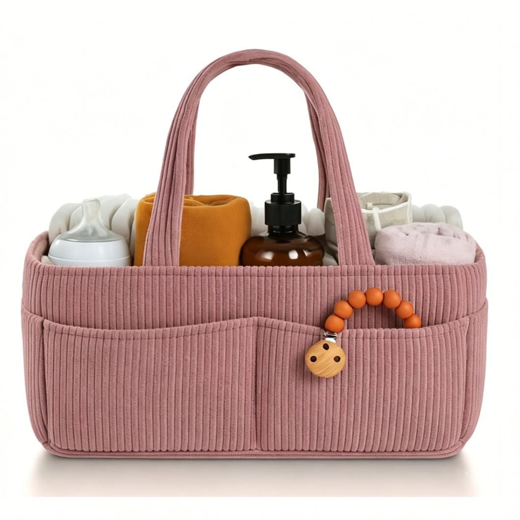 Corduroy Diaper Bag Mommy Bag Foldable Portable Diaper Organizer Plush Handbag Baby Diaper Bag