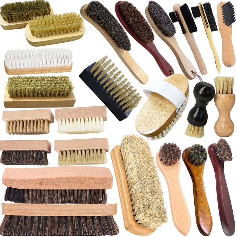 Wooden Handle Shoe Brush Factory Wholesale Beech Wood Horsehair Brush Shoe Polish Brush Suede Size Large and Small Brush