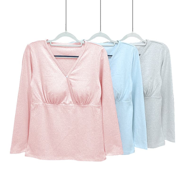 Thickened cross-over top with colorful cotton wool, braless, plus size, suitable for home use, maternity wear, casual nursing clothes.
