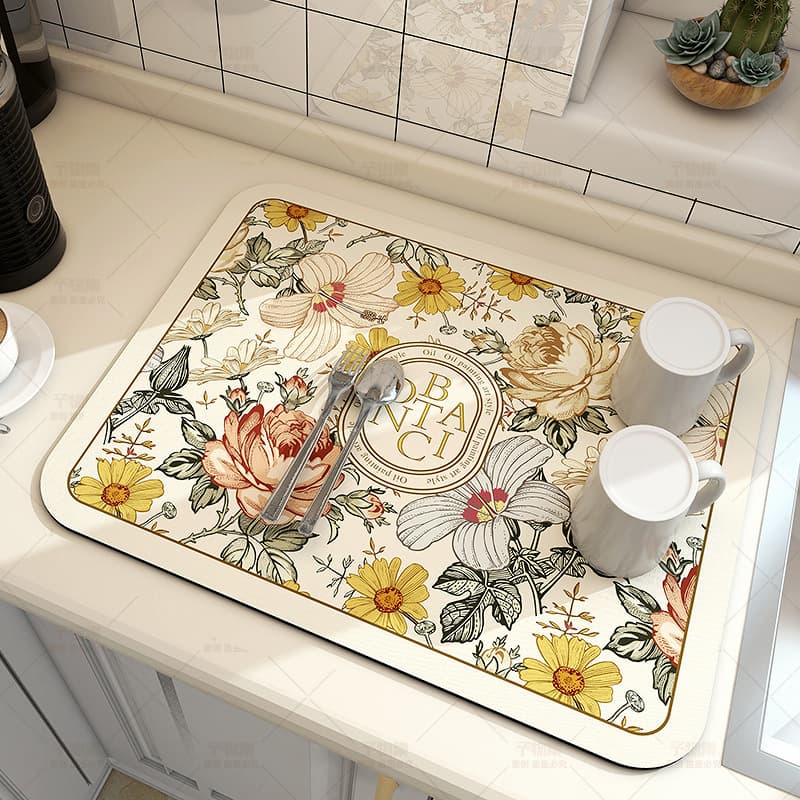 Kitchen drain mat, household dining table mat, absorbent mat, countertop tableware, no-wash dining table, coffee mat, dish drying placemat