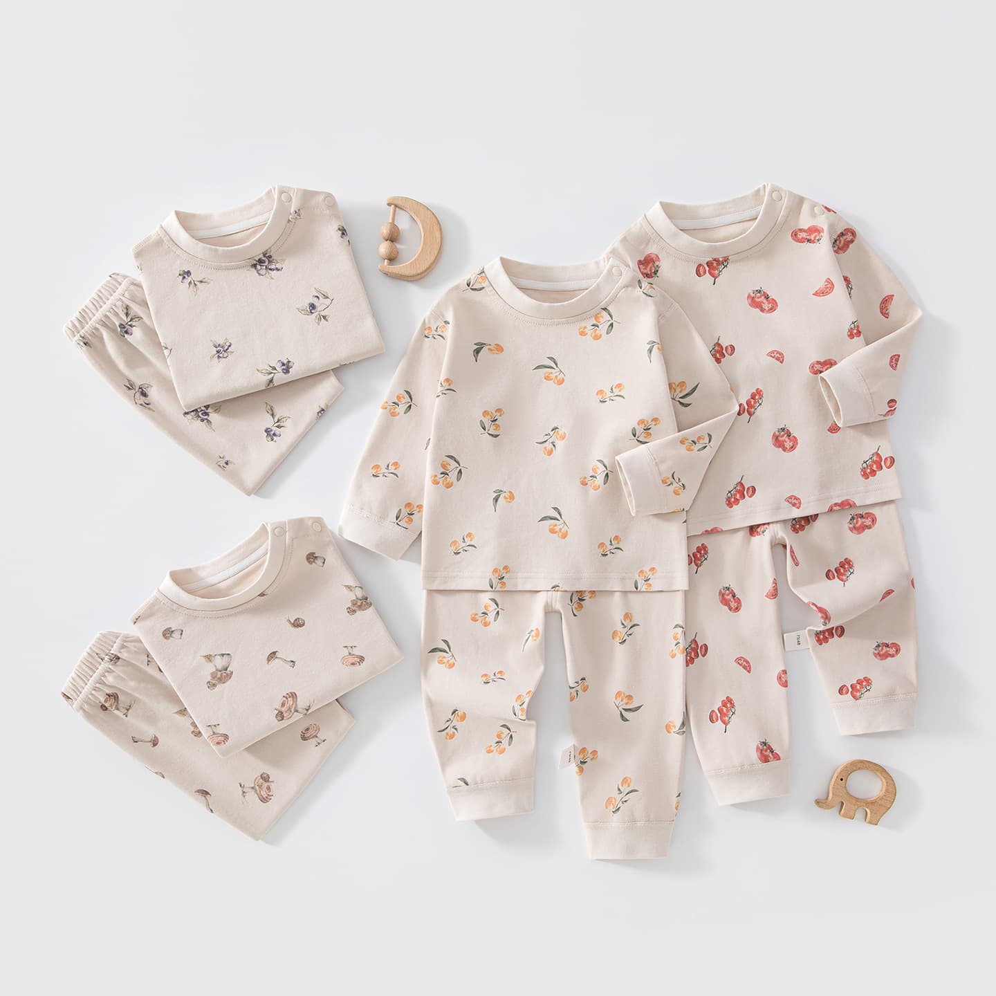 Baby Underwear Set, Children's Autumn/Winter Base Layer, Shoulder Snap Closure, Cotton Top and Pants with Crotch Opening for Boys and Girls