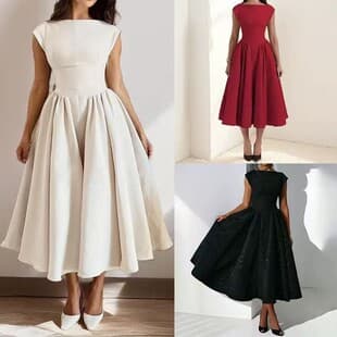 Amazon 2026 Spring French Style Pure Elegant Fashion Waist-Slimming Sleeveless Back Hollow Dress