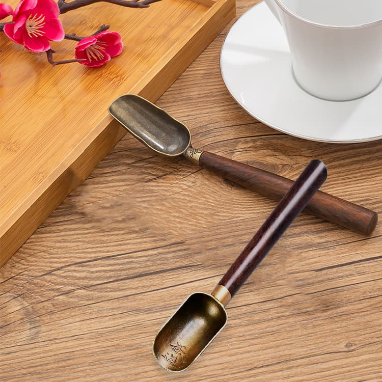 Yiluluba Ebony Tea Scoop Set of Five, Including Buddha Hand Tea Scoop and Tea Spoon, Six Gentlemen Tea Ceremony Accessories