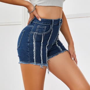 S226# European and American Slim Fit Jeans for Women Cross-Border Amazon AliExpress INS Hot Pants Elastic High Waist Denim Shorts
