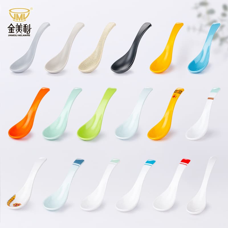 Melamine Spoons, Colorful Kung Fu Spoons for Porridge, Imitation Ceramic Ramen and Spicy Hot Pot Spoons, Commercial Soup Spoons