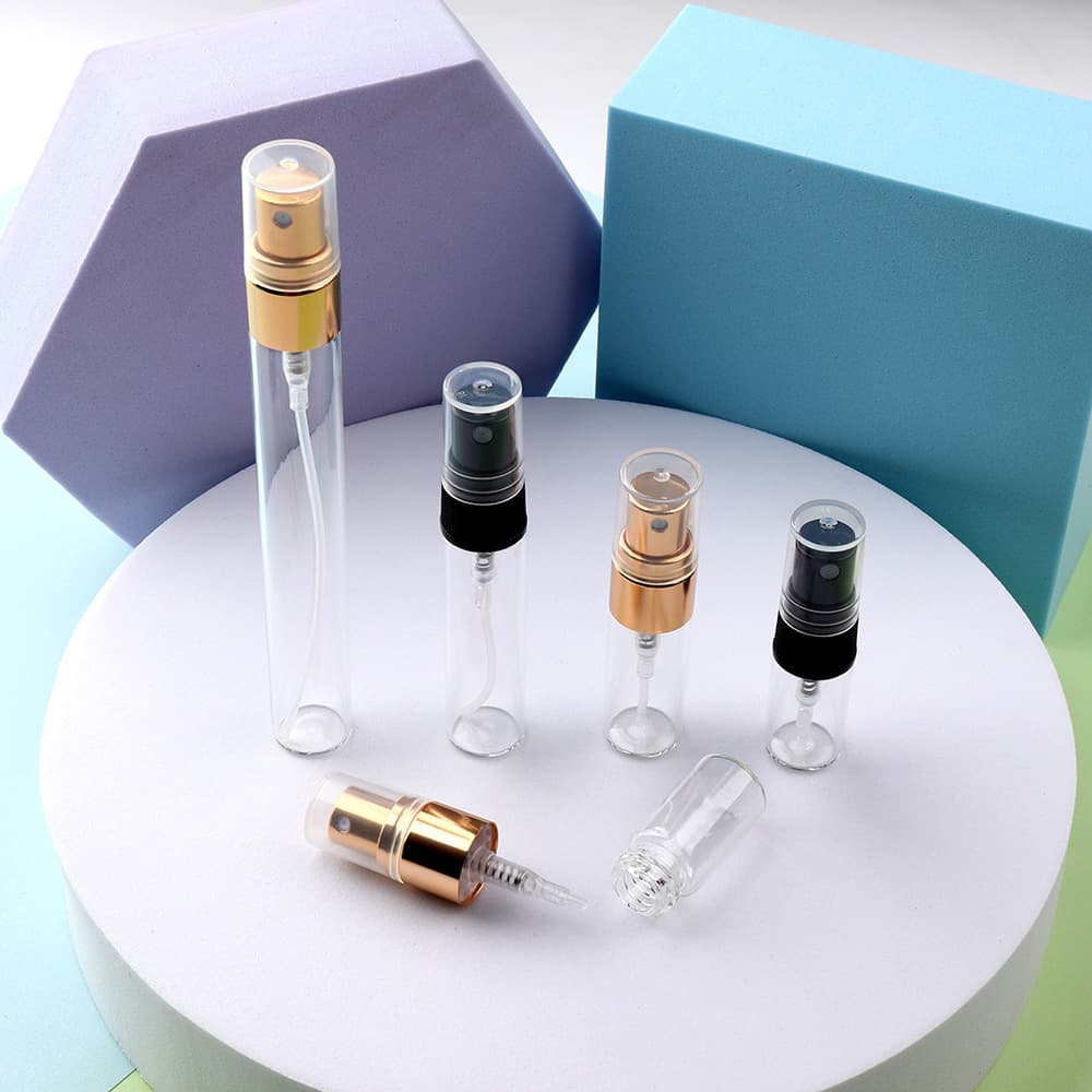 2 3 5 10ml Transparent Glass Perfume Bottle Aluminum Spray Head Fine Mist Spray Bottle Perfume Refillable Bottle Portable