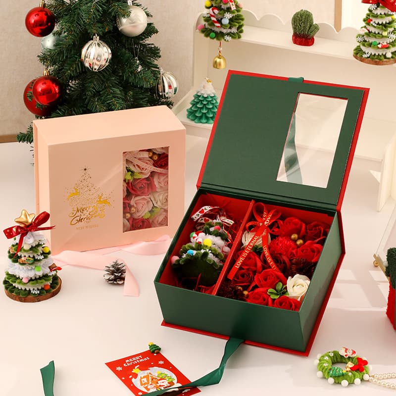 New Christmas Mystery Window Rose Gift Box, Christmas Eve Apple Packaging Box, Christmas Souvenir Gift Box