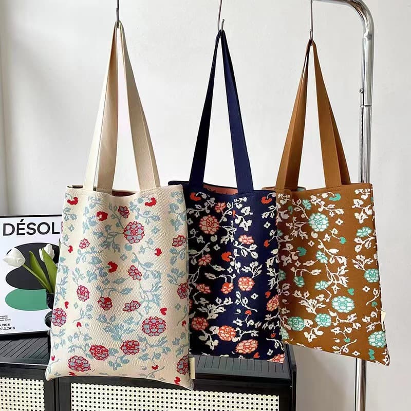 Vacation Style Large Woven Handheld Market Bag, 2023 New Island Photo Beach Shoulder Tote for Women