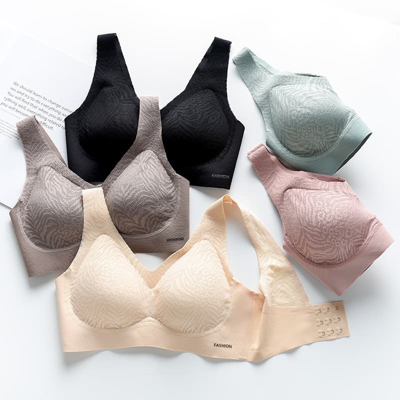 Summer thin lace underwear gathering beautiful back women's wire-free side boob control with bra pads bra.