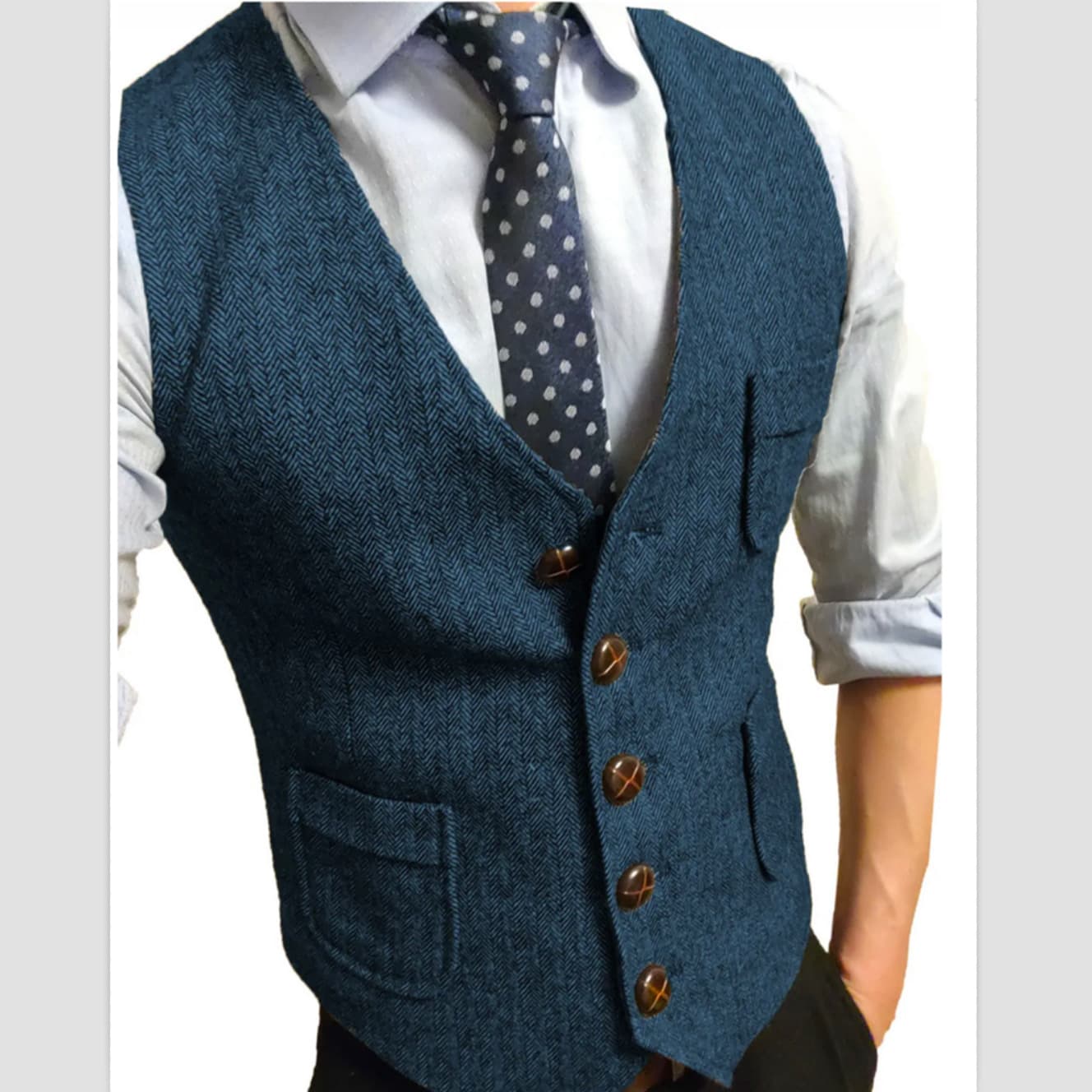 New Foreign Trade Men's Herringbone Nylon Vest, European and American Style, Cross-Border Hot Seller, Men's Herringbone Vest, Suit Vest