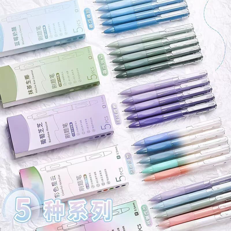 Morandi series color ST brush writing pen student stationery press gel pen writing smooth fast-drying black pen water pen