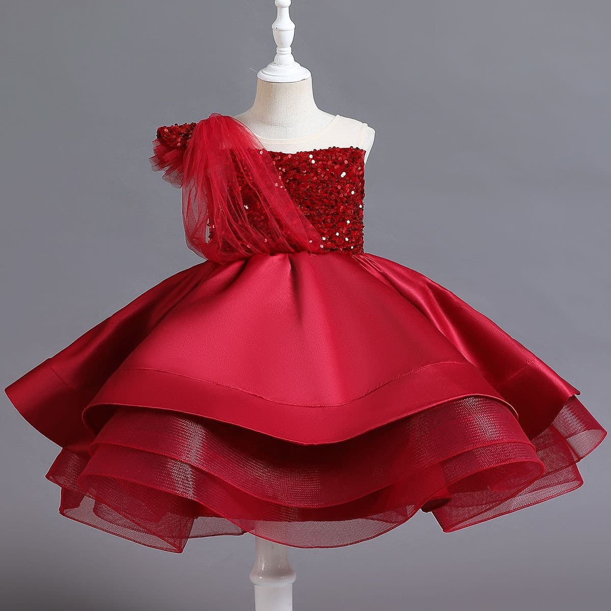 Kids European-American Birthday Princess Dress Runway Tutu Dress Girls Sequined Piano Performance Costume Evening Gown Wholesale