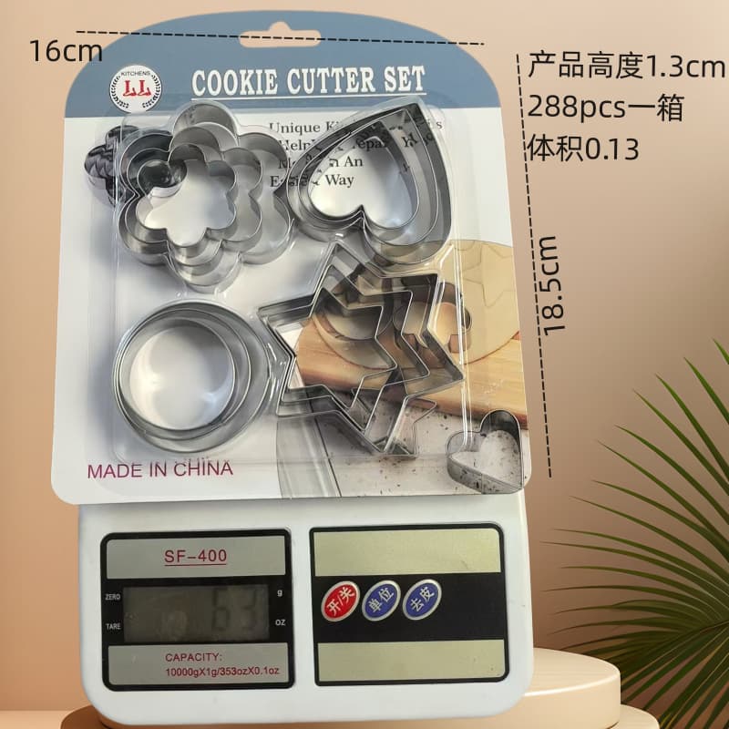 In Stock Wholesale 12-Piece Stainless Steel Cookie Stamp Mold Set Fondant Tools Cookie Cutter Baking Cookie Stamp