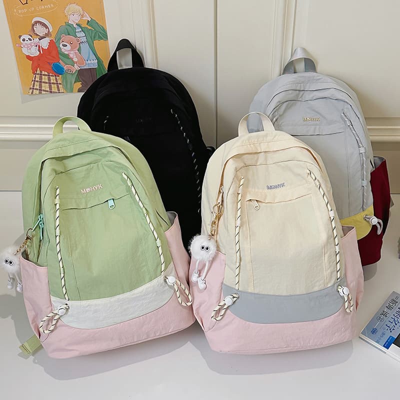 New Women's Travel Backpack Lightweight High Appearance Versatile Double Shoulder Bag Premium Contrast Color Stitching Fresh Small Backpack