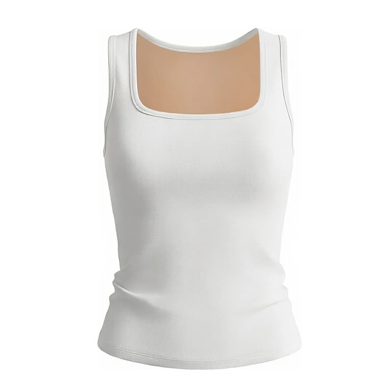 White Camisole with Built-in Pads for Women Summer Outerwear Inner Layer Knit Sleeveless Top Bra-Integrated Trendy Blouse