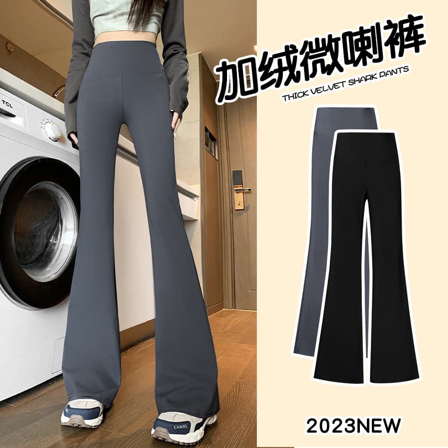 Micro-flared shark pants for fall outer wear, extra long plus velvet women's leggings, high-waisted slim-fitting horseshoe trousers, Barbie pants