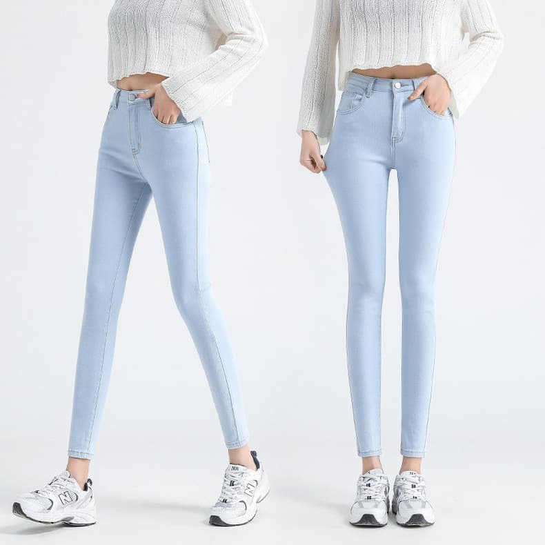 High-Waist Stretch Ankle Jeans for Women Spring 2026 New Versatile Cropped Light Wash Skinny Fit