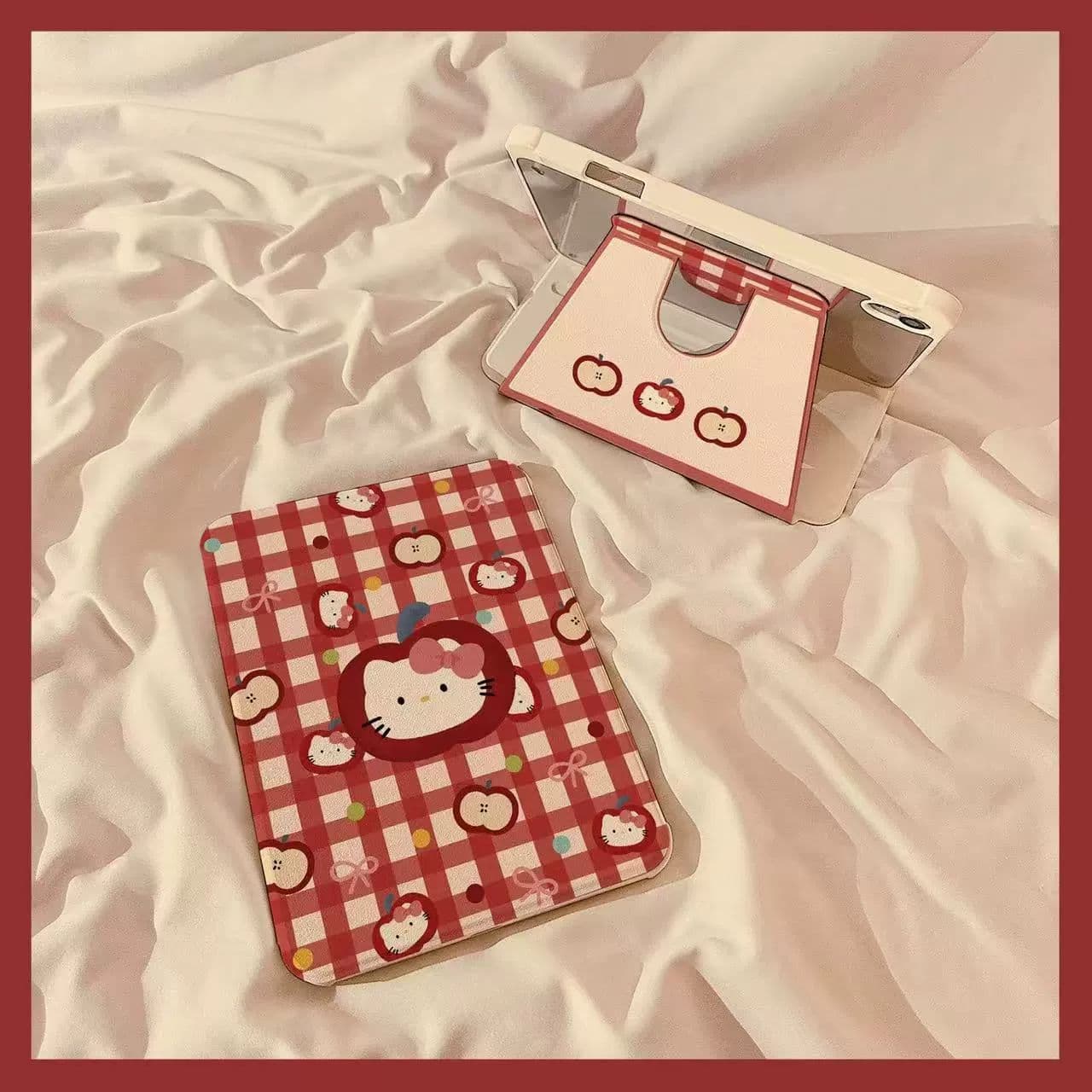 Cartoon Apple Hello Kitty Tablet Case for iPad 10/11 Gen / Air7 2025 / 10.2 / 10.9