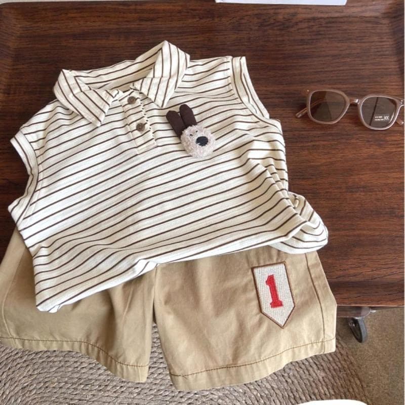 Boys summer suit 2026 new Korean style striped sleeveless two-piece set baby summer fashionable thin trendy children's clothing