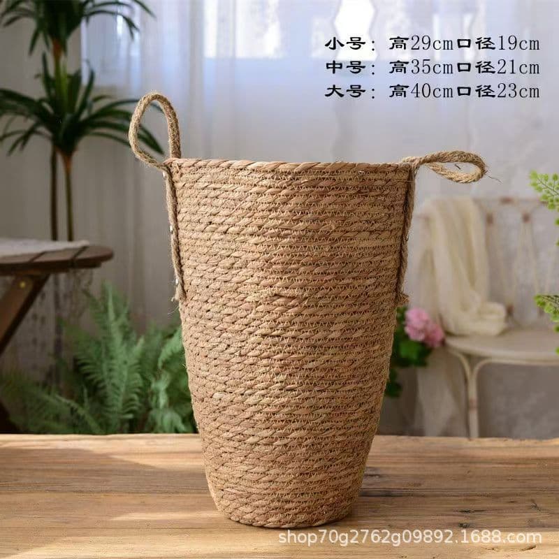 Nordic Woven Flower Basket Large Vase Decoration, Modern Simple Living Room Flower Arrangement Baby's Breath Dried Flower Rattan Woven Flower Pot