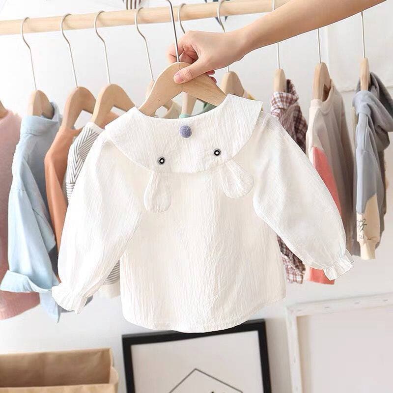 Girls Doll Blouse Infant White Cotton Baby Shirt 1-3 Years Children Shirt Outerwear Spring Autumn Long Sleeve