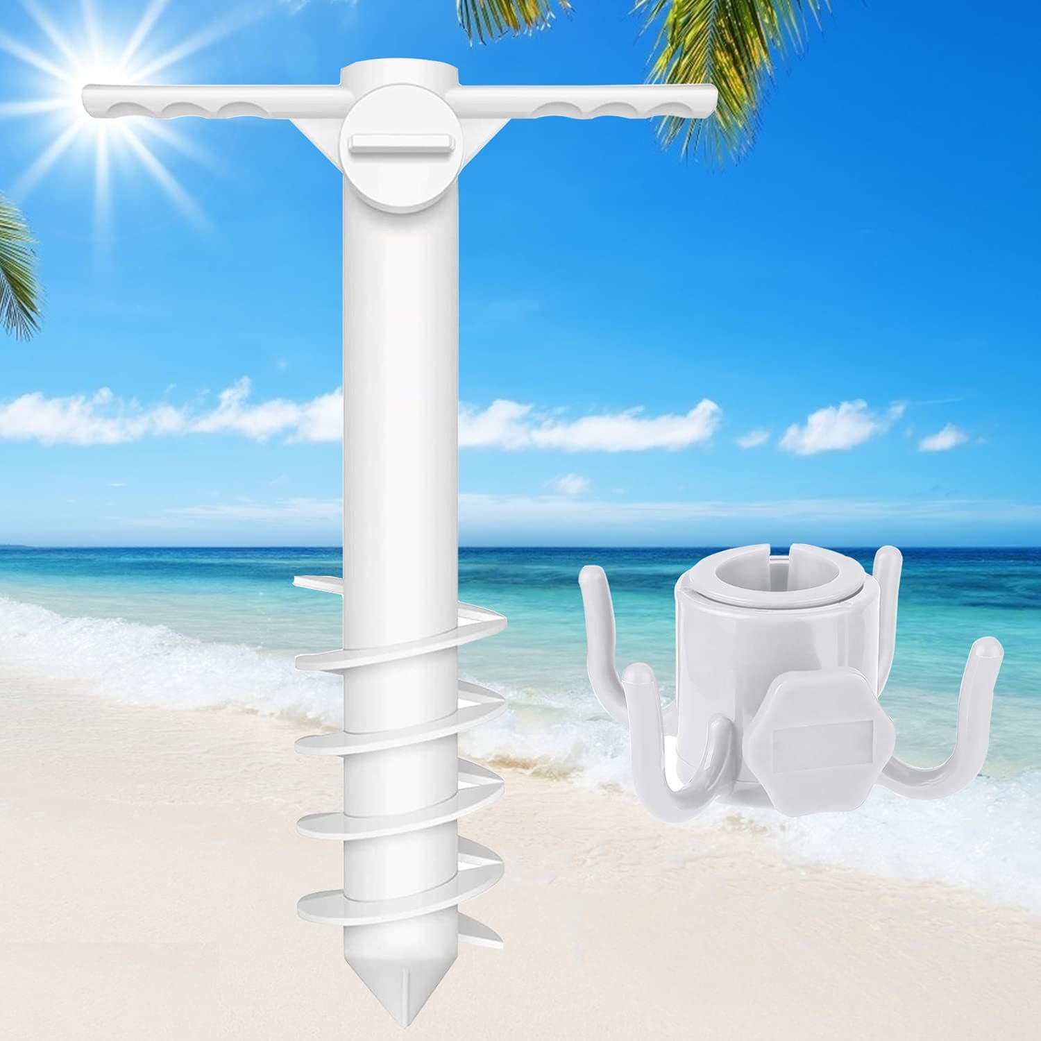 Factory direct wholesale of best-selling ABS triple spiral umbrella socket, five spiral floor socket, and four corner hook set for Amazon.