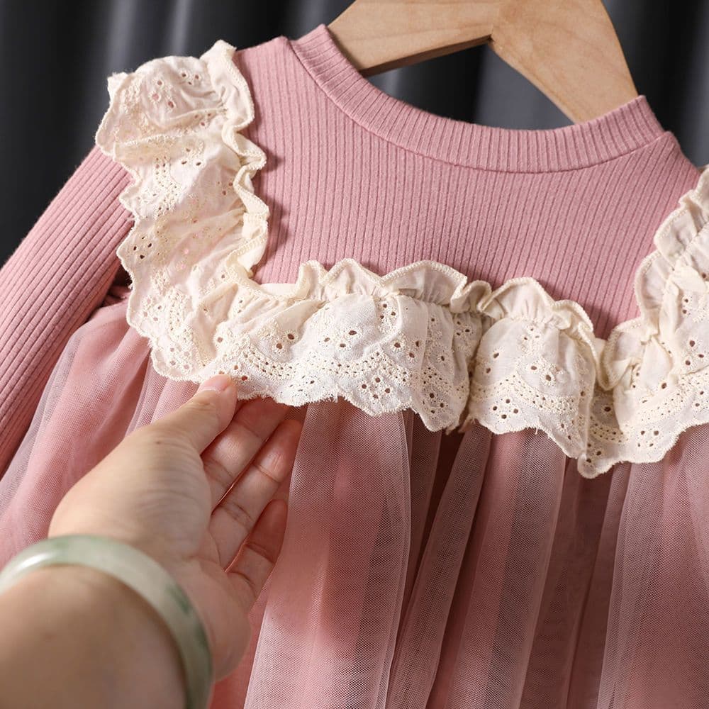 Children's clothing girls spring and autumn new long-sleeved dress baby girl 1-3-5-7 years old and a half princess dress gauze dress fashionable