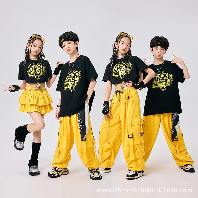 Street Dance Kids Dance Trendy Outfit Boys Hip-Hop Set Girls Jazz Dance Drum Performance Costume Cool