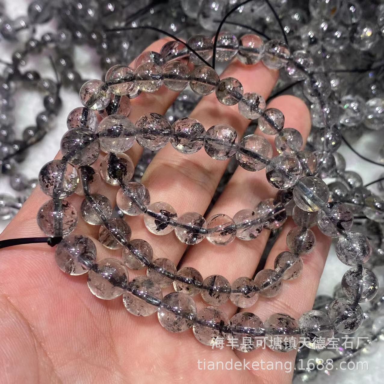 Natural Pakistani Black Shining Diamond Single Circle Bracelet Wholesale Crystal Pico Cotton Mineral Duoduo Shining Diamond