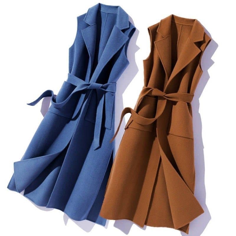 New style style woolen vest mid-length vest waistcoat autumn and winter small Korean style loose spring and autumn coat for women