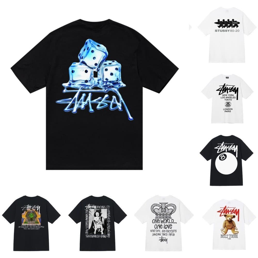 Cross-border trendy street brand Stusy printed men's and women's short-sleeve T-shirt, loose summer street style premium T-shirt for drop shipping