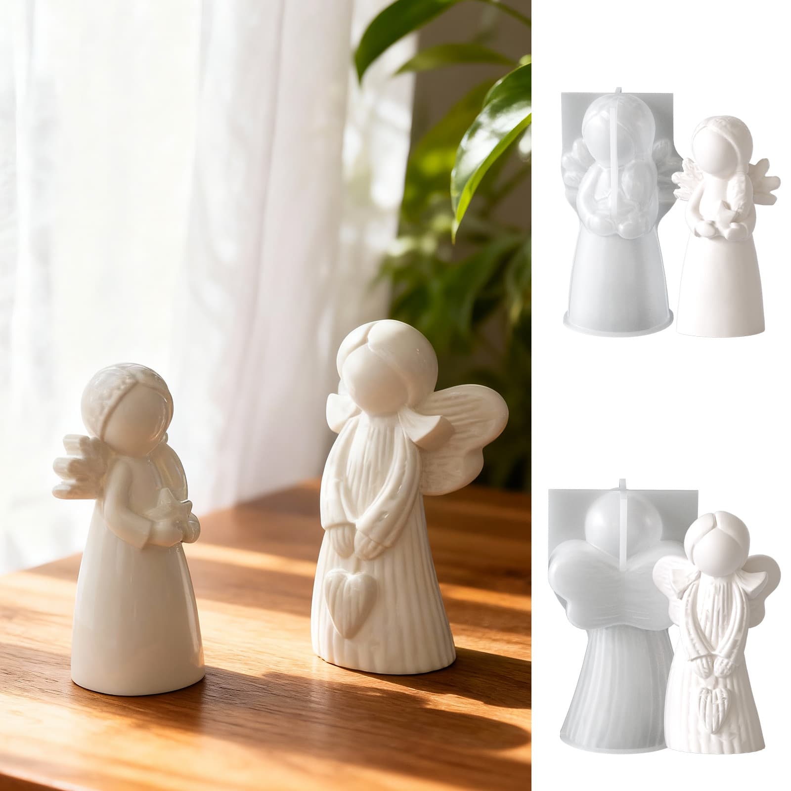 Hot-selling Cross-border Angel Wings Girl Gypsum Ornament DIY Mirror Small Angel Scented Candle Silicone Mold