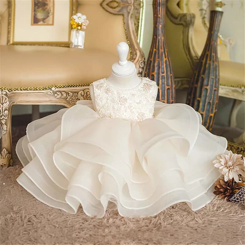 Children's high-end wedding dress, princess tutu skirt, fluffy and stylish girl's dress, stage performance dress, cake skirt