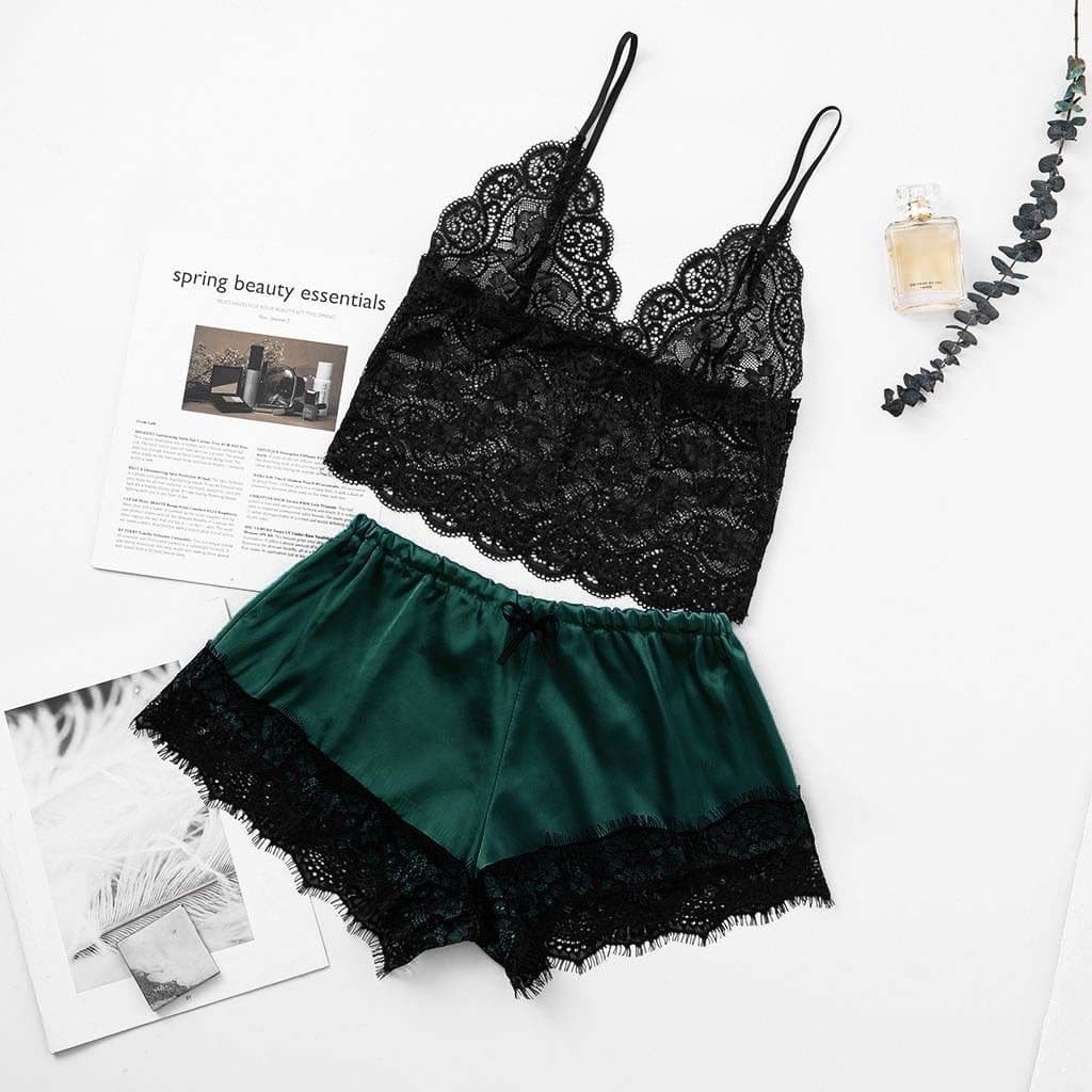 European and American Simulated Silk Strap Princess Sleepwear Sexy Seductive Two-Piece Set with Sleep Pants for Home