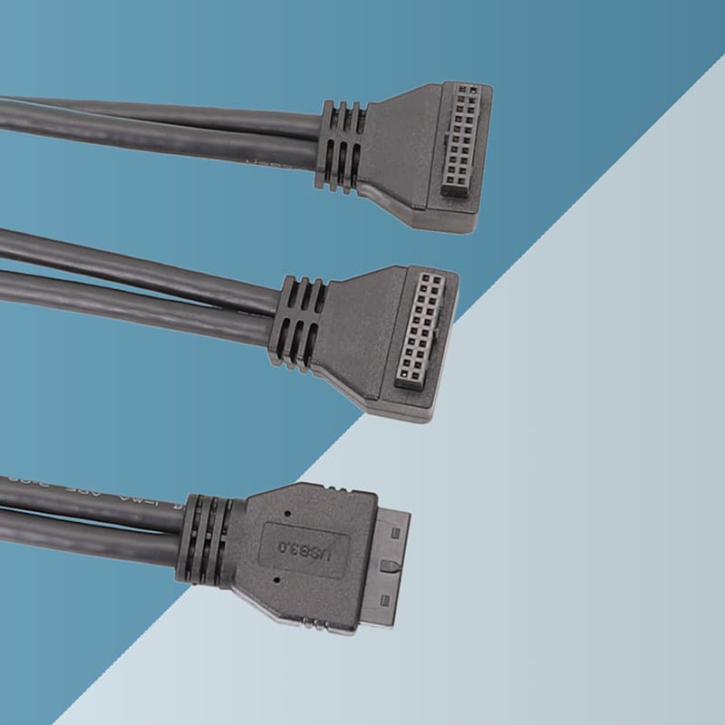 Motherboard USB 3.0 20-Pin Extension Cable, 19-Wire Chassis Extension with Straight/Right/Angled Connectors