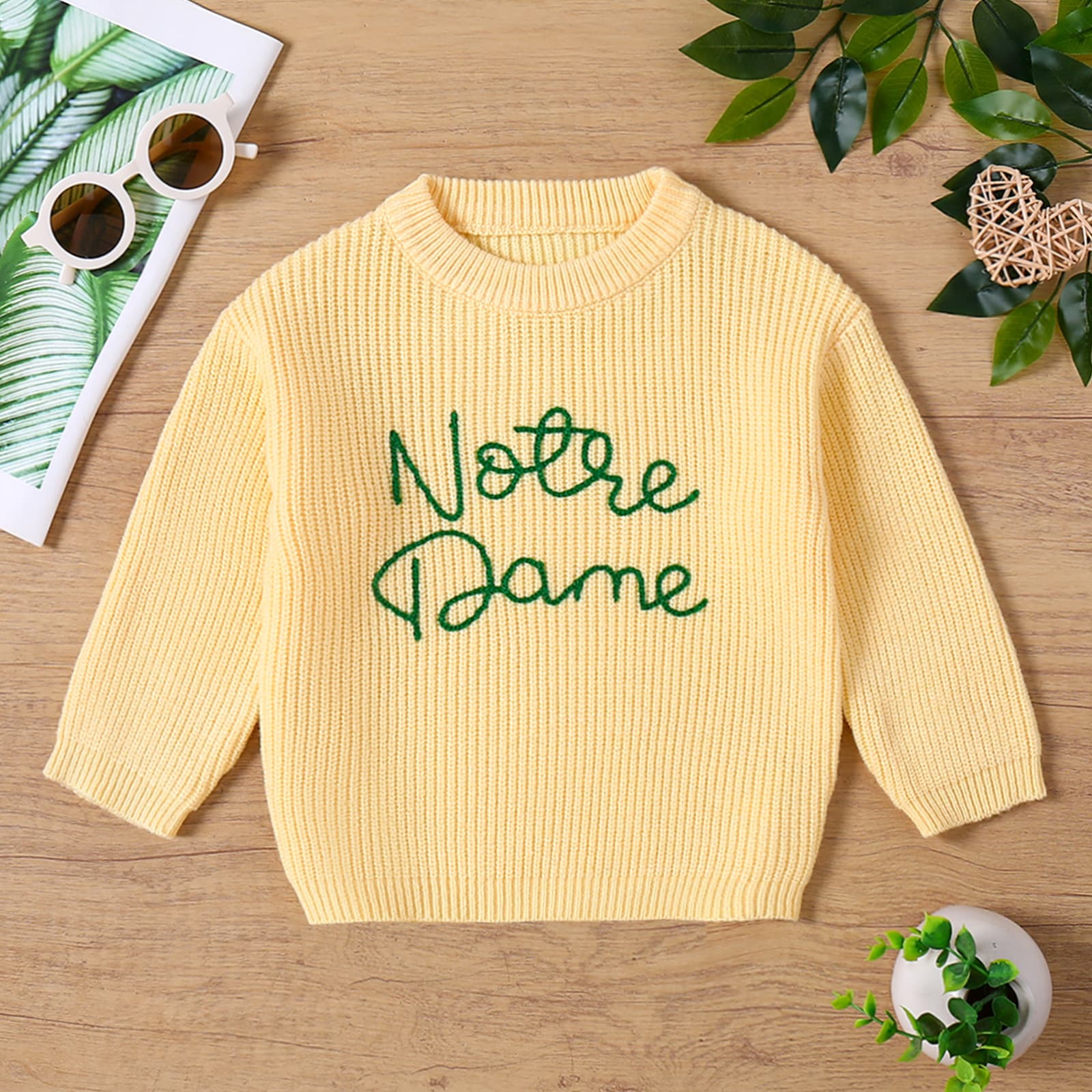 Cross-Border Winter Children's Sweater with Letter Embroidery, European and American Style Long-Sleeve Round Neck Warm Sweater for Baby Girls