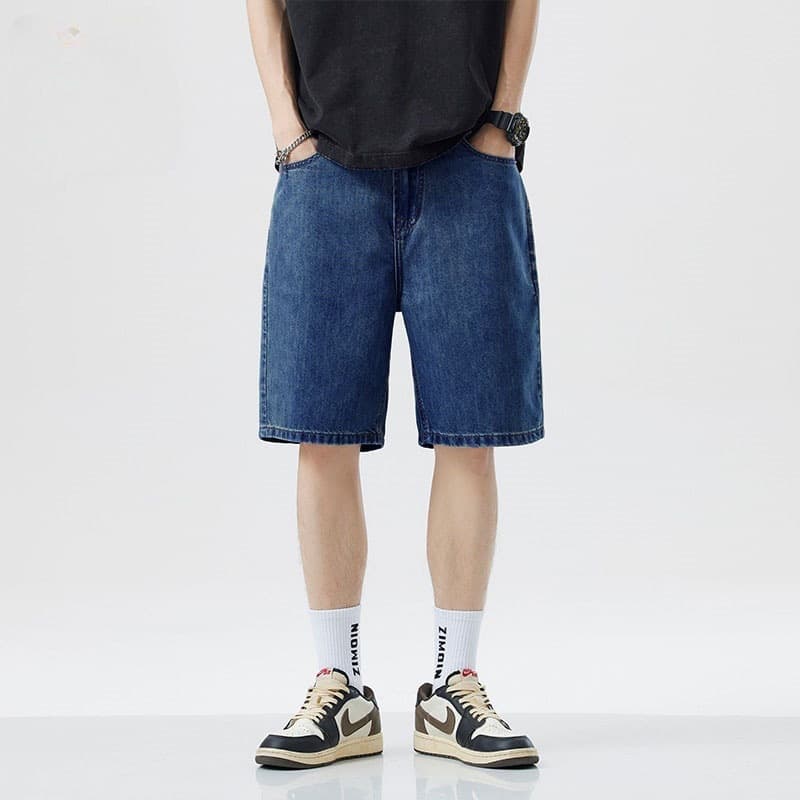 Summer Thin Men's Comfortable Denim Shorts Loose Straight Five-Leg Pants Large Loose Simple Shorts