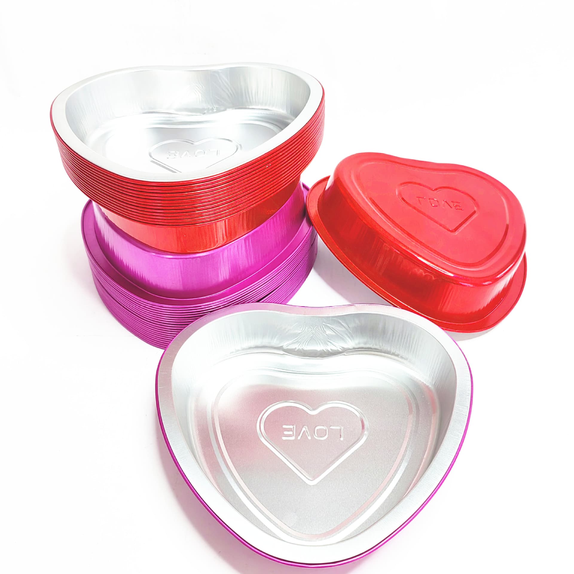 670ml disposable heart-shaped aluminum foil baking mug, pudding cup, cake box, aluminum foil packaging box, wholesale available.