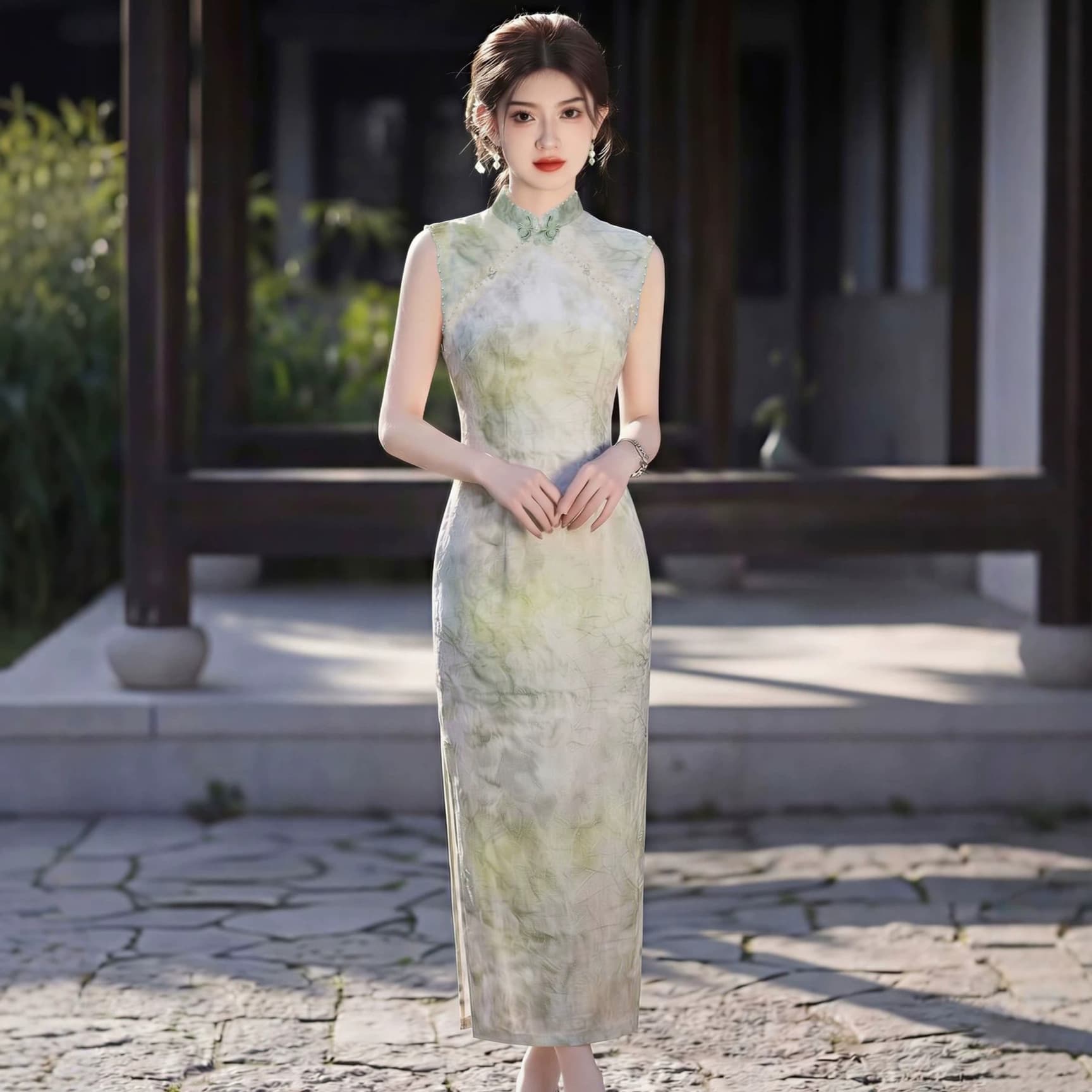 Vintage Premium Jacquard Cheongsam Green New Chinese Style Improved 2026 New Summer Women's Fresh National Trend Daily Dress