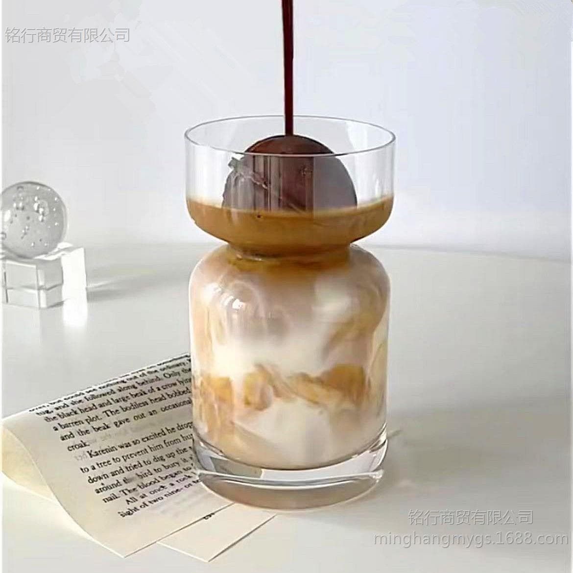Saturn Coffee Cup Creative Hourglass Cup Blogger Same Style Iced Latte Americano Glass Juice Milk Tea Cold Drink