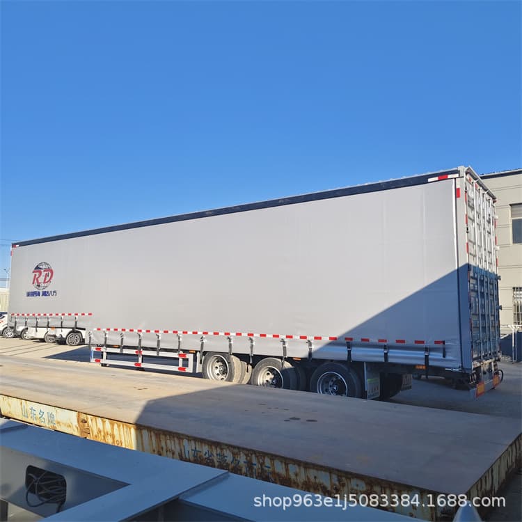 Foreign trade logistics express transport vehicle, gooseneck container transport semi-trailer with wooden floor cargo semi-trailer