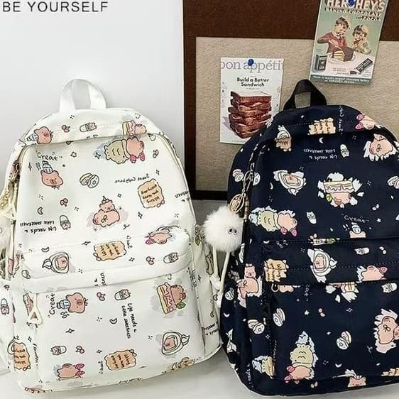 Japanese cute Kapibara soft girl girl school bag versatile commuter student backpack capybara graffiti backpack female