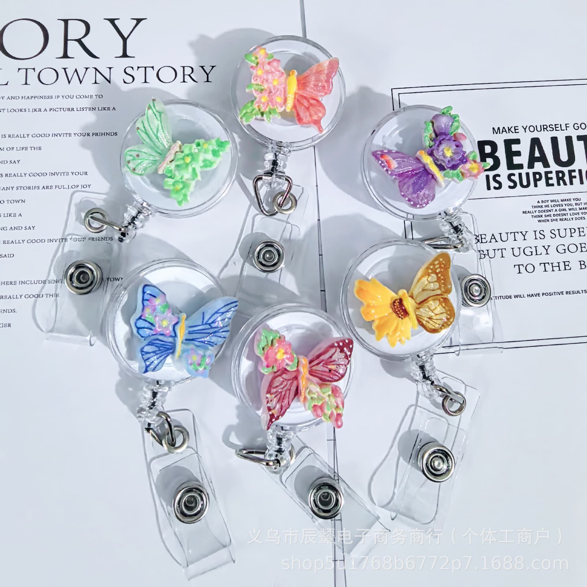 Cross-Border Butterfly Series Badge Holder, Nurse Badge Holder, Retractable Badge Holder, Easy-Pull Badge Holder, Badge Clip