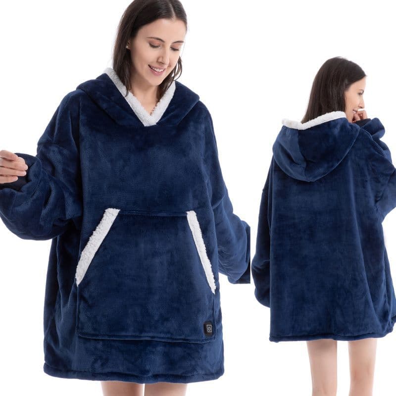 Two-Season Electric Heating Wearable Lazy Blanket, Warm Flannel Hooded Design