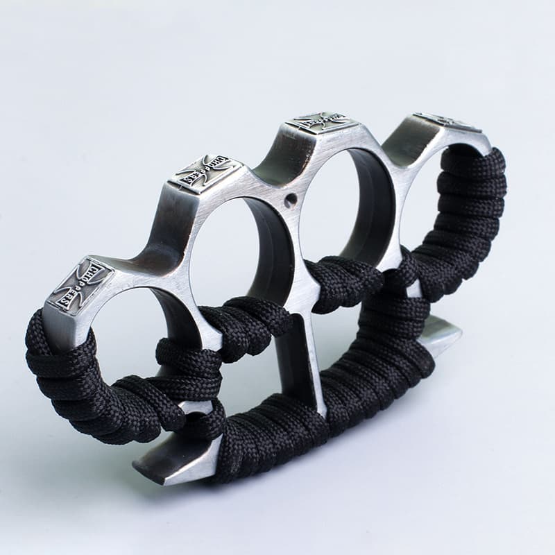 Outdoor metal finger tiger hand brace four-finger boxing gloves camping self-defense safety defense ring hand buckle fist buckle